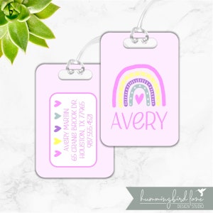 Rainbow Luggage Tag, Kids Back Pack Tag, Personalized Luggage Tag, Boho Rainbow, Back to school,  Personalized Bag Tag, Gift for girls