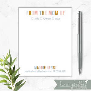 Mom Of Notepad, From the Mom Of Notepad, School Notepad for Mom, Personalized Mom Notepad, School Note Notepad, Note to School