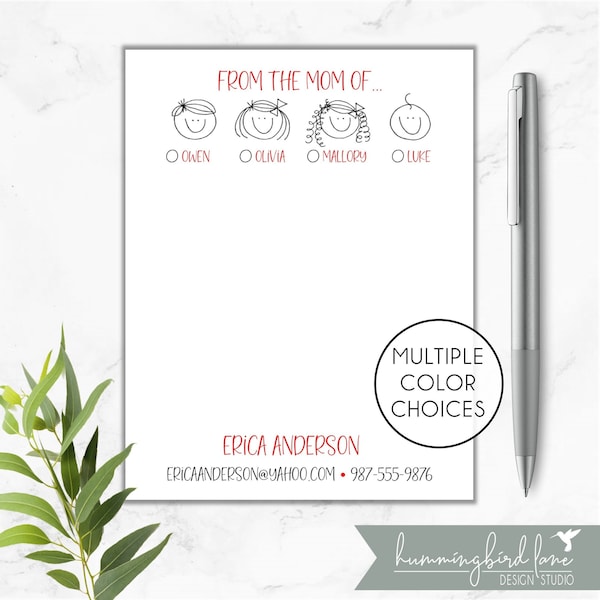 Personalized Mom Notepad,  Custom Mom Of Notepad, Personalized Stationery Gift for Mom, Mother's Day Gift, Mommy Notepad