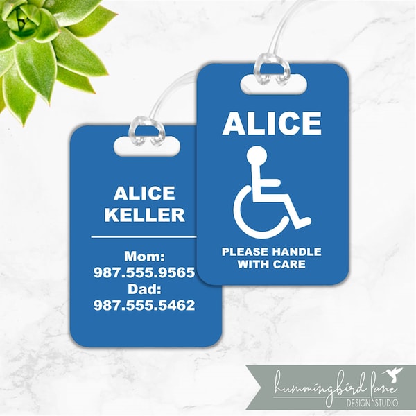 Personalized Handicap Tag,  Wheelchair Tag, Disabled Tag, Disability Placard, Handicap Placard, Medical Alert Tag, Aluminum Tag