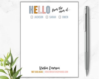 Mom Notepad, From the Mom Of Notepad, School Notepad for Mom, Personalized Mom Notepad, Hello from the mom of