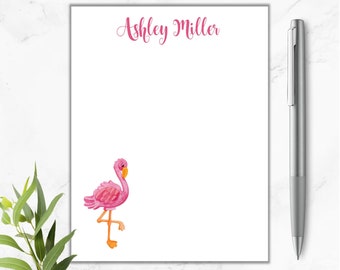Pink Flamingo Notepad, Personalized Note Pad,Personalized Stationery, Personalized Gift, Custom Notepad, Teacher Gift