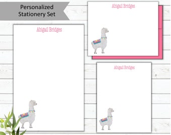 llama stationery gift llama classroom Personalized cute Llama pen and notepad set llama teacher gift
