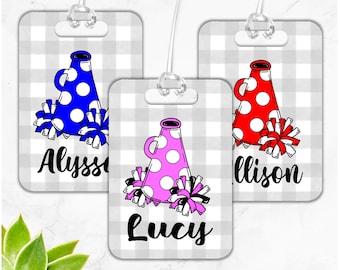 Cheer Bag Tag, Personalized Luggage Tag, Custom Cheerleader Luggage Tag, Cheer Team Gift, Personalized Gift, Megaphone,  Back to School