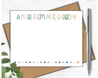 Teacher Note Cards, Set of 10 Personalized Teacher Note Cards, Gift for Teachers, Christmas Gift, Teacher Appreciation, Back To School