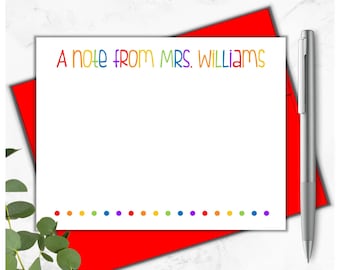 Note Cards for Teacher, Set of 10 Personalized Teacher Note Cards, Gift for Teachers, Christmas Gift, Teacher Appreciation, Back To School