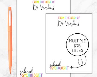 School Psychologist Notepad, Personalized Psychologist Notepad, Gift for School Psychologist, School Psychologist Christmas Gift