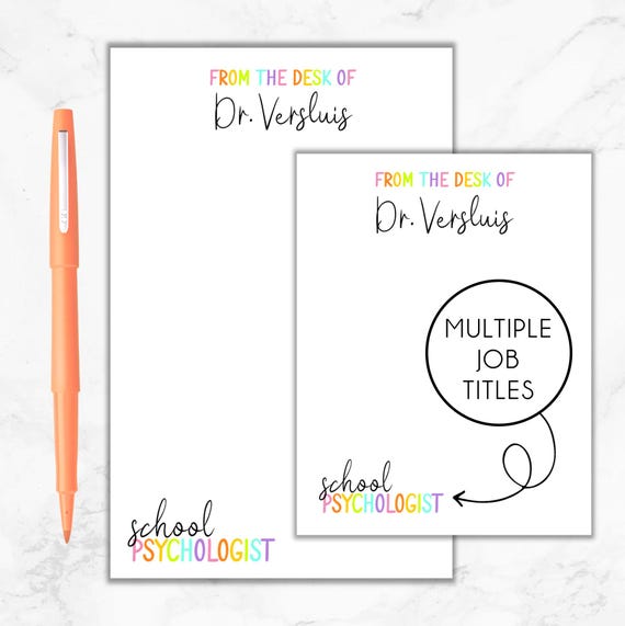 School Psychologist Notepad, Personalized Psychologist Notepad, Gift for School Psychologist, School Psychologist Christmas Gift