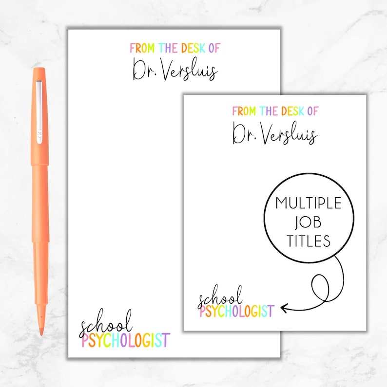 School Psychologist Notepad, Personalized Psychologist Notepad, Gift for School Psychologist, School Psychologist Christmas Gift