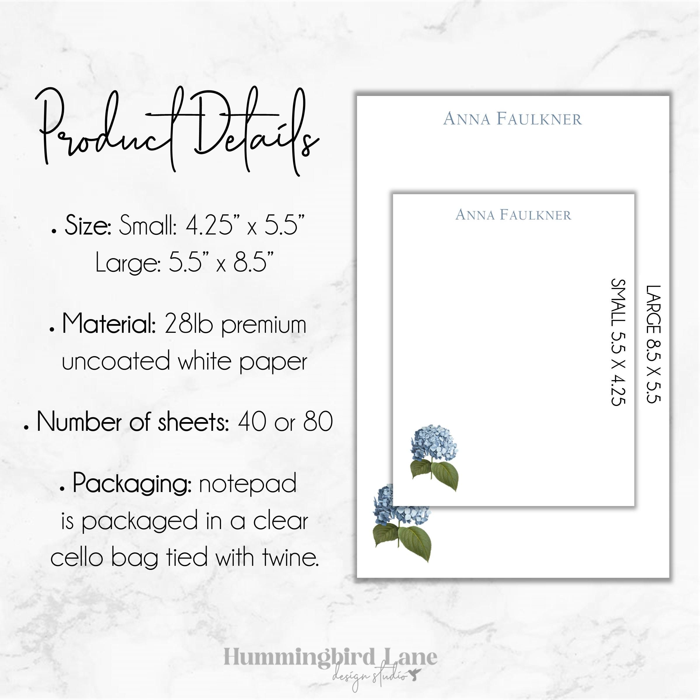Hydrangea Notepad, Personalized Floral Notepad, Personalized Stationery ...