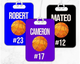 Personalized Basketball Bag Tag – Custom Name & Number Tag for Sports Bags, Backpacks, or Team Gear