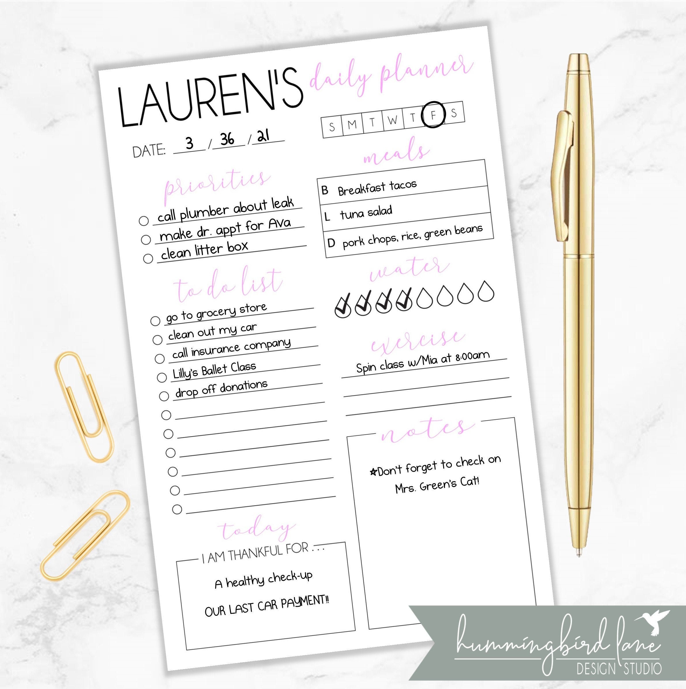 Daily Planner Notepad, Personalized Notepad, Organization, to Do Lists ...