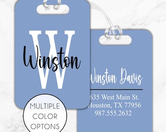 Monogram Bag Tag, Initial Travel Luggage Tag, Personalized Monogram Bag Tag, Custom Backpack Tag, Name Tag, Travel Tag, School Kids ID