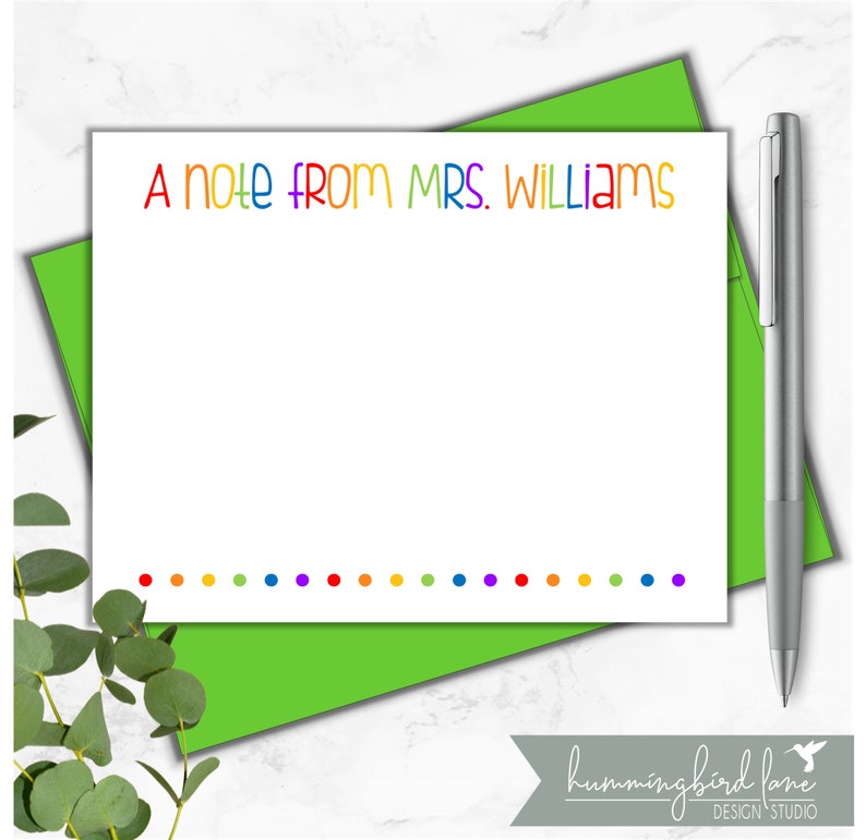 Note Cards for Teacher, Set of 10 Personalized Teacher Note Cards, Gift ...