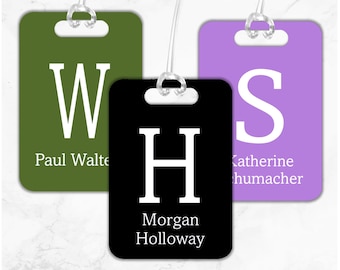 Initial Travel Luggage Tag, Monogram Bag Tag, Personalized Monogram Bag Tag, Custom Backpack Tag, Name Tag, Travel Tag, Traveler Gift