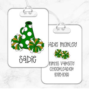 Cheerleader Bag Tag, Custom Cheer Bag Tag, Cheerleader Gift, Personalized Cheer Bag Tag, Cheerleader Gift, Cheer Team gift, Cheer Bow Tag