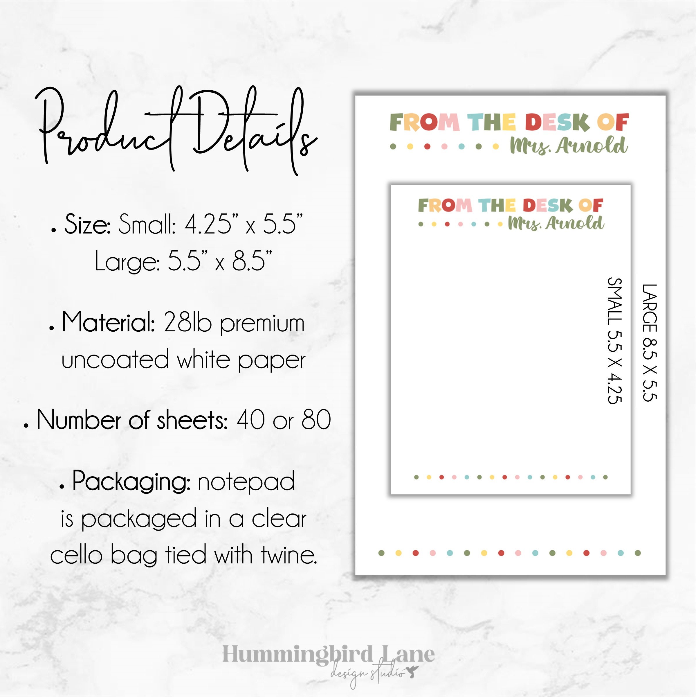 Teacher Notepad, Personalized Note Pad, From the Desk of Note Pad ...