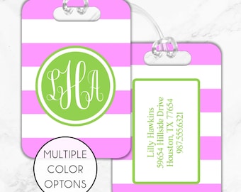 Personalized Monogram Luggage Tag, Aluminum Bag Tag, Travel Gift