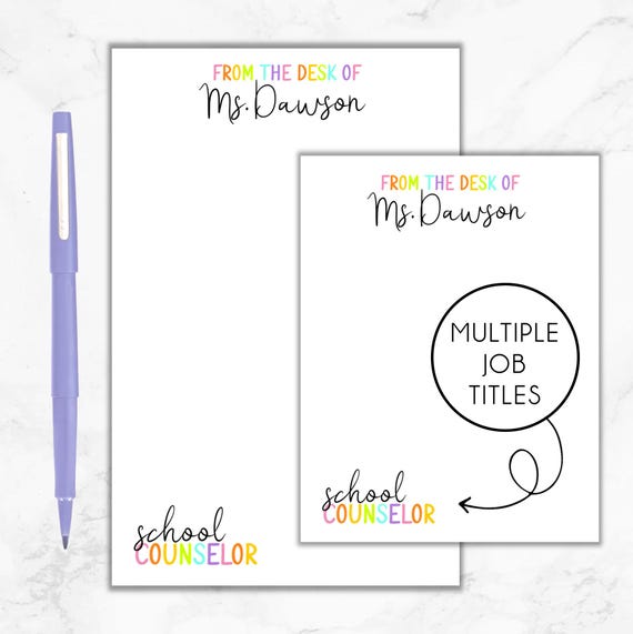 School Counselor Notepad, Personalized Counselor Notepad, Gift for School Counselor, School Counselor Christmas Gift, Back to School