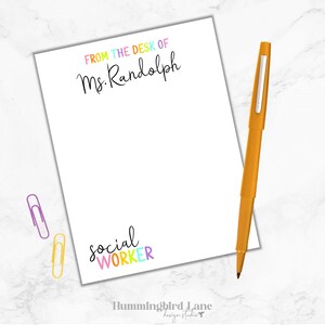 School Social Worker Notepad, Personalized Social Worker Notepad, Gift for Social worker, School Social Worker Christmas Gift