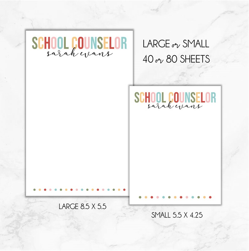 School Counselor Notepad, Personalized Counselor Notepad, Gift for School Counselor, School Conselor Christmas Gift, Back To School