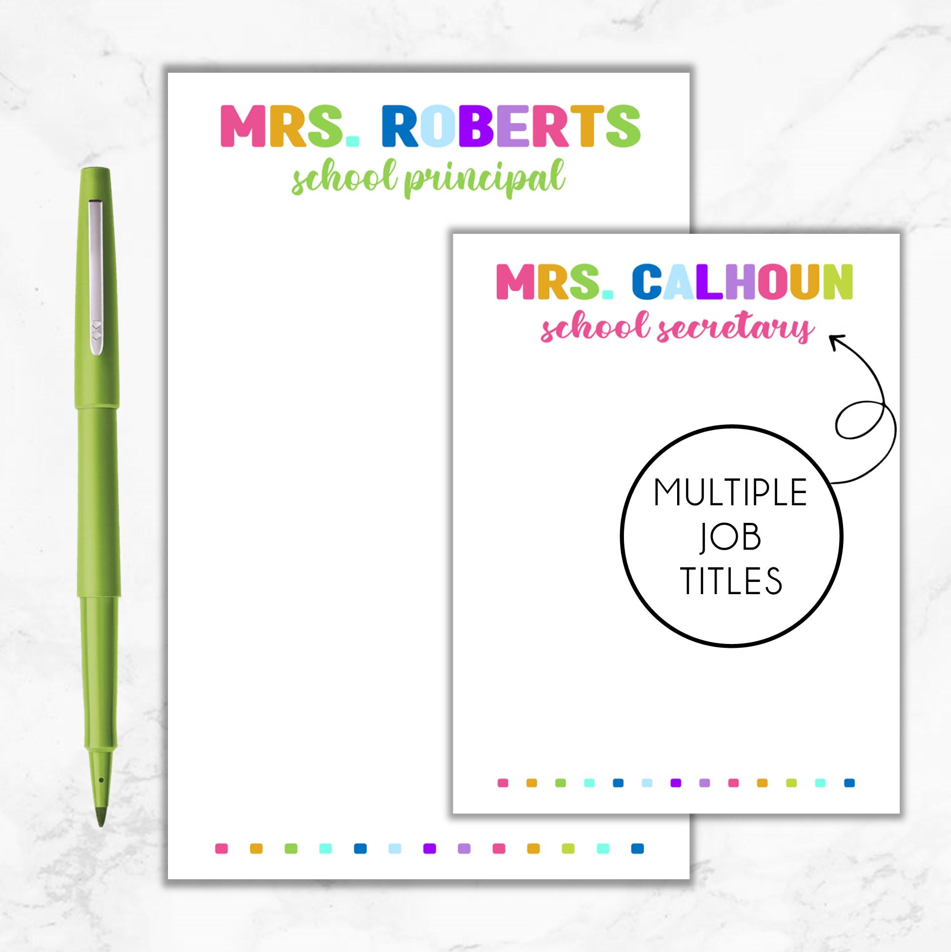 Secretary Notepad School Principal Notepad, School Counselor Notepad, School Nurse ...