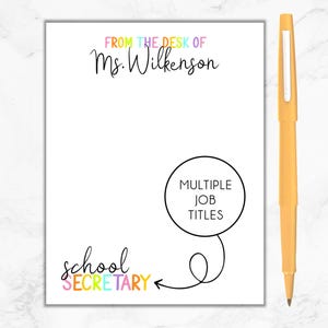 School Secretary Notepad, Personalized Secretary Notepad, Gift for School Secretary, School Secretary Christmas Gift, Back to School