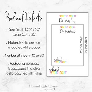 School Psychologist Notepad, Personalized Psychologist Notepad, Gift for School Psychologist, School Psychologist Christmas Gift