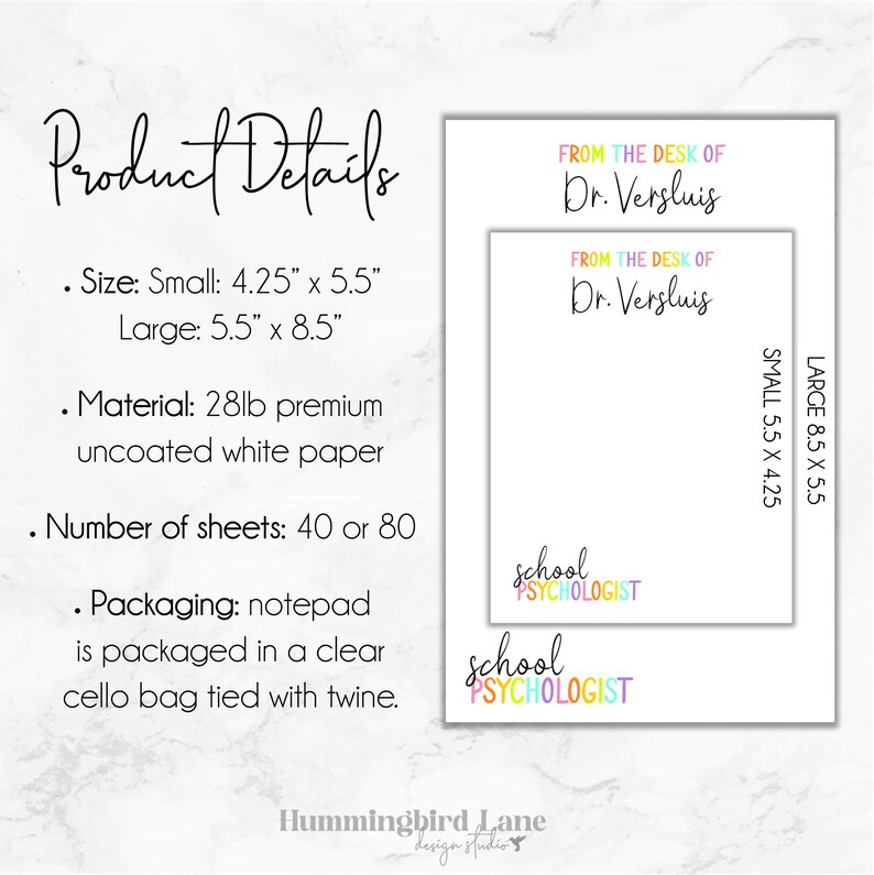 School Psychologist Notepad, Personalized Psychologist Notepad, Gift for School Psychologist, School Psychologist Christmas Gift