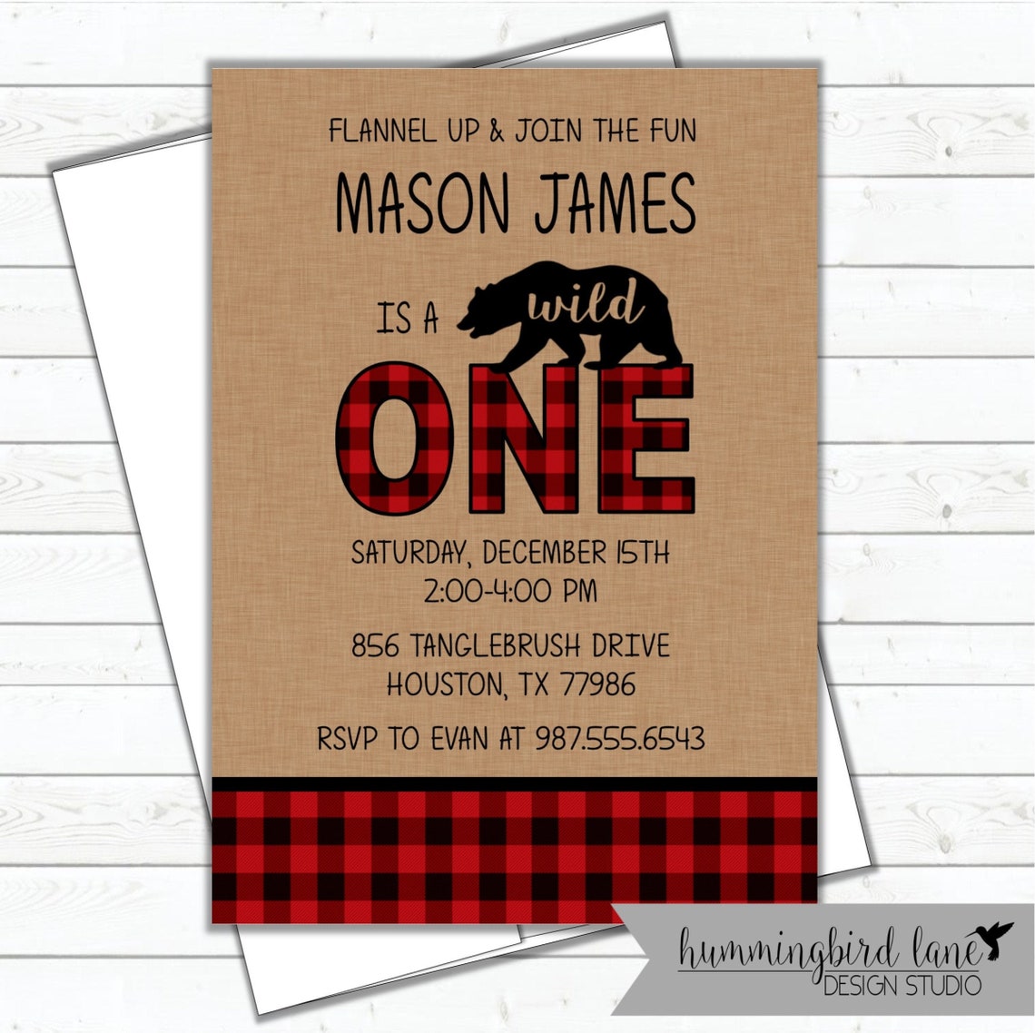 Wild One Buffalo Plaid Invitation First Birthday Invitation Etsy