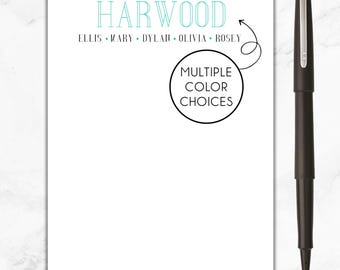 Family Notepad, Personalized Note Pad, Note Pad, Large Notepad,  Small Notepad, Boutique, Custom Notepad, Last Name, Family Gift