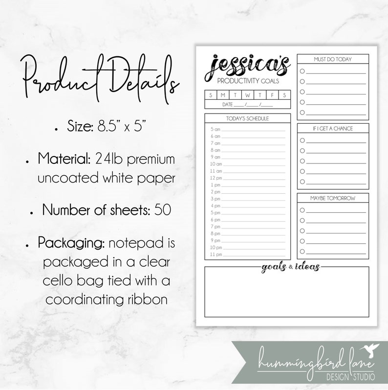 Daily Planner Notepad Personalized Notepad Organization to | Etsy