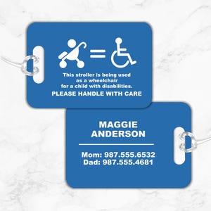 Stroller as Wheelchair tag, Stroller = wheelchair, Handicap Medical ID Tag, Medical Equipment Tag, Stroller Tag, Special Needs