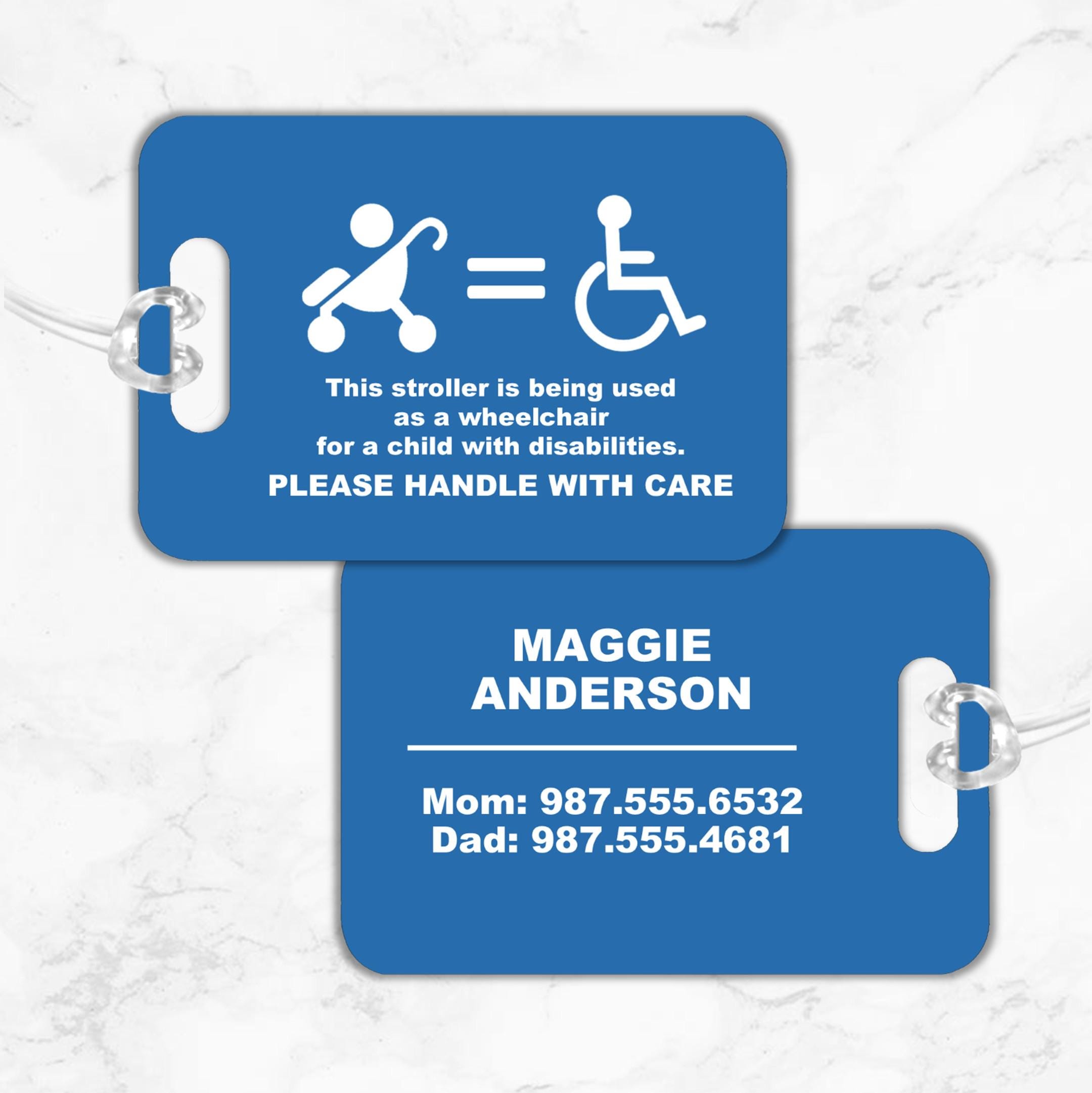 Stroller as Wheelchair tag, Stroller = wheelchair, Handicap Medical ID Tag, Medical Equipment Tag, Stroller Tag, Special Needs