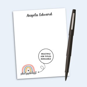 School Psychologist Notepad, Personalized School Staff Notepad, Rainbow Gift bild 1