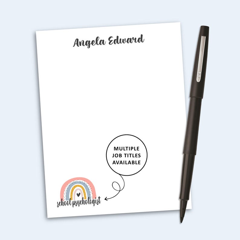 School Psychologist Notepad, Personalized School Staff Notepad, Rainbow Gift bild 1