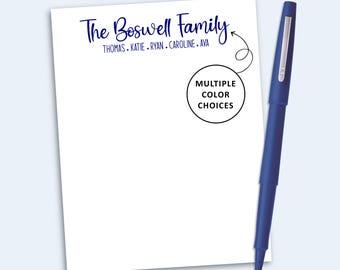 Personalized Family Notepad, Custom Stationery, Housewarming Gift