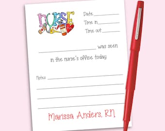 Personalized School Nurse Visit Notepad, Communication Note