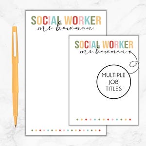 Social Worker Notepad, Personalized Notepad, Gift for Social Worker, Gift for School Social Worker, Social Worker Appreciation Week