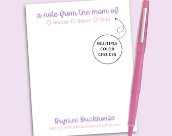 From the Mom Of Notepad, Personalized Parent Notes