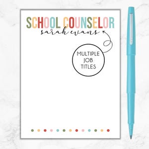 School Counselor Notepad, Personalized Counselor Notepad, Gift for School Counselor, School Counselor Christmas Gift, Back To School
