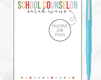 School Counselor Notepad, Personalized Counselor Notepad, Gift for School Counselor, School Counselor Christmas Gift, Back To School