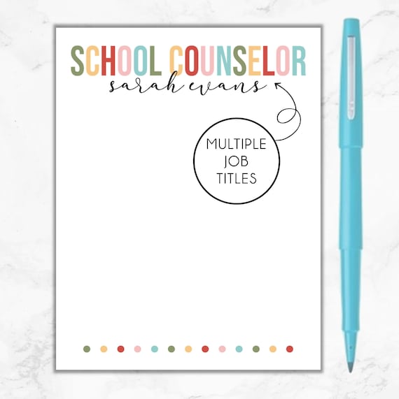 School Counselor Notepad, Personalized Counselor Notepad, Gift for School Counselor, School Counselor Christmas Gift, Back To School