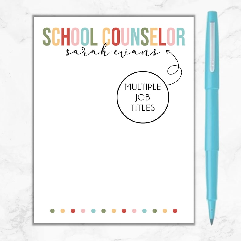 School Counselor Notepad, Personalized Counselor Notepad, Gift for School Counselor, School Counselor Christmas Gift, Back To School