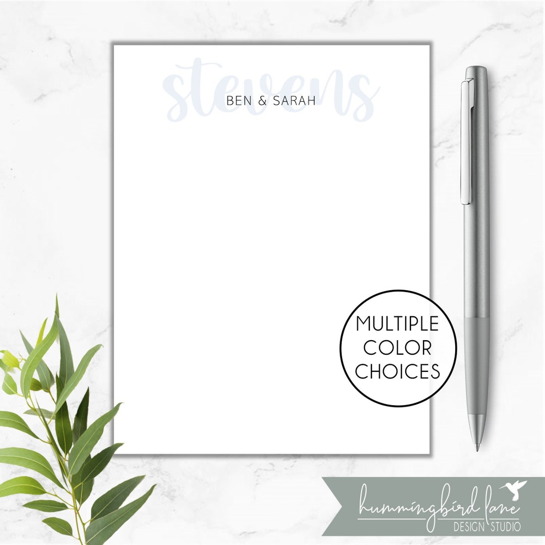 Personalized Notepad, Personalized Couples Notepad, Wedding Stationery