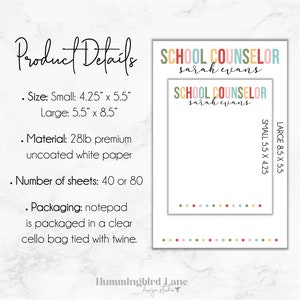 School Counselor Notepad, Personalized Counselor Notepad, Gift for School Counselor, School Conselor Christmas Gift, Back To School