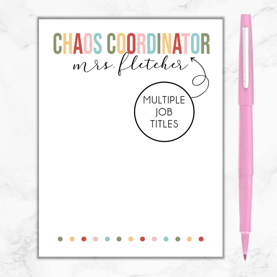 Secretary Notepad Chaos Coordinator Notepad, Personalized Notepad, Personalized Gift ...