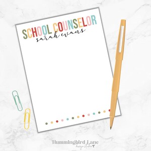 School Counselor Notepad, Personalized Counselor Notepad, Gift for School Counselor, School Conselor Christmas Gift, Back To School