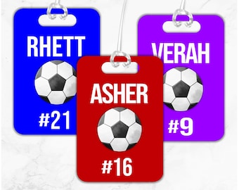 Soccer Bag Tag, Soccer Ball luggage tag, Gift For Soccer Players, Sports Bag Tag, Custom Luggage Tag, Soccer Team Gift, Soccer Name Tag