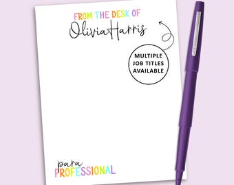 Paraprofessional Notepad, Personalized School Stationery, Custom School Gift